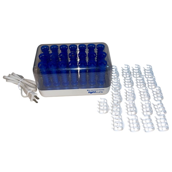 Remington Blue Tight Curls H-21SP Blue Pageant Spiral Hot Rollers Wax Core Clips - Picture 1 of 13